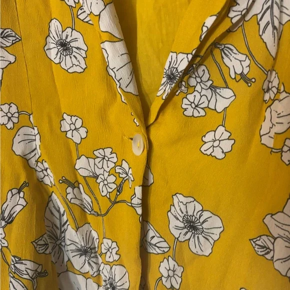 Cleobella Anthropologie Yellow Floral Viscose Blouse Button Front Women’s Size S - Picture 7 of 10